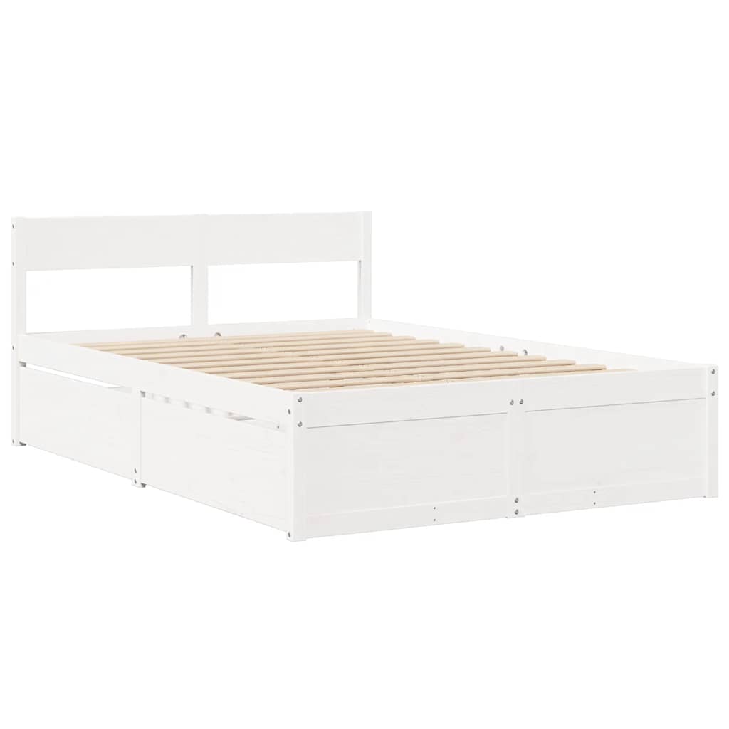 vidaXL Bed Frame without Mattress White 120x190 cm Solid Wood Pine 3