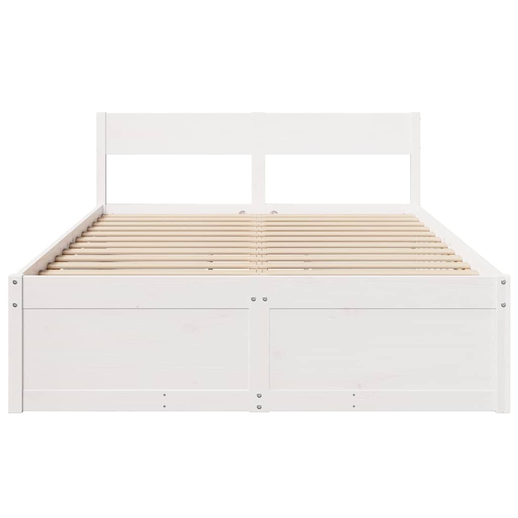 vidaXL Bed Frame without Mattress White 120x190 cm Solid Wood Pine 4