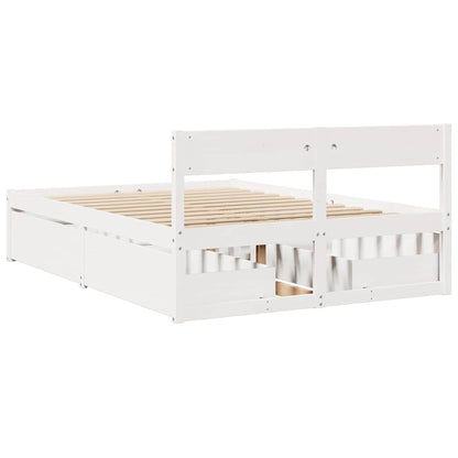 vidaXL Bed Frame without Mattress White 120x190 cm Solid Wood Pine 6