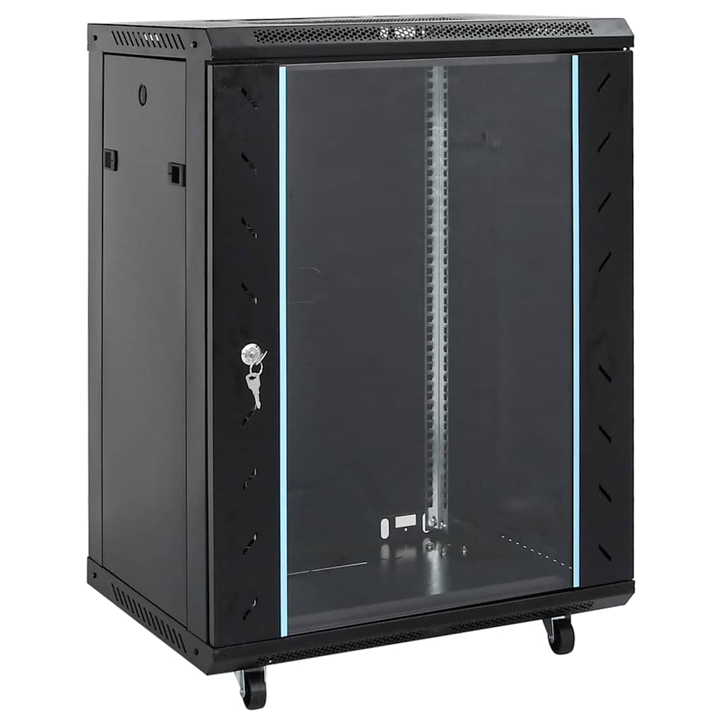 vidaXL 18U Network Cabinet with Swivel Feet 19 IP20 Black
