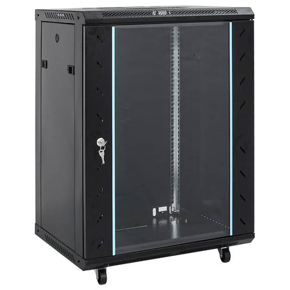 vidaXL 18U Network Cabinet with Swivel Feet 19 IP20 Black