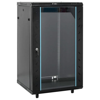 vidaXL Network Cabinet with Storage Black 600 x 600 x 1000 mm Steel 1