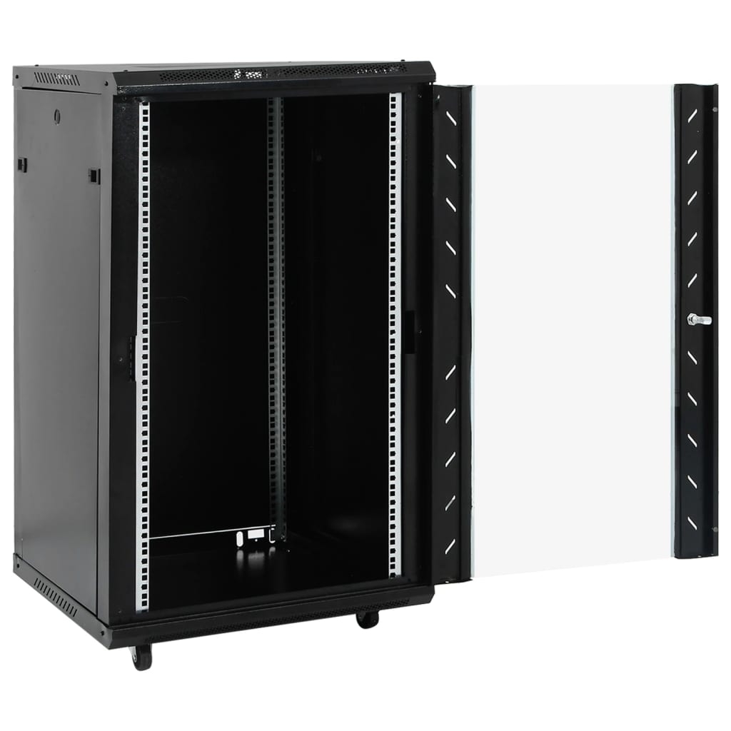 vidaXL Network Cabinet with Storage Black 600 x 600 x 1000 mm Steel 2