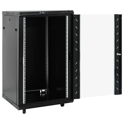 vidaXL Network Cabinet with Storage Black 600 x 600 x 1000 mm Steel 2