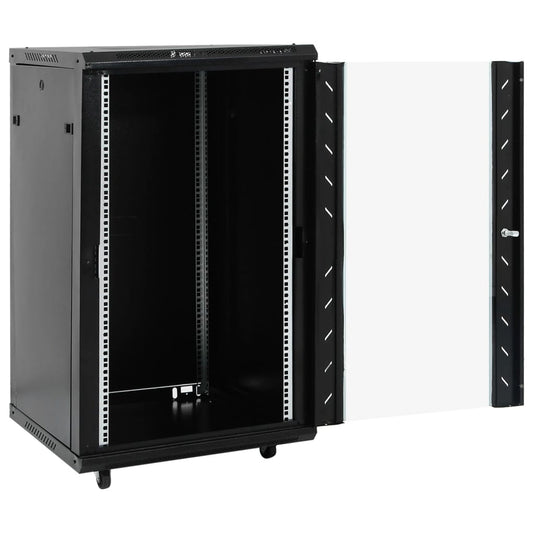 vidaXL Network Cabinet with Storage Black 600 x 600 x 1000 mm Steel 2