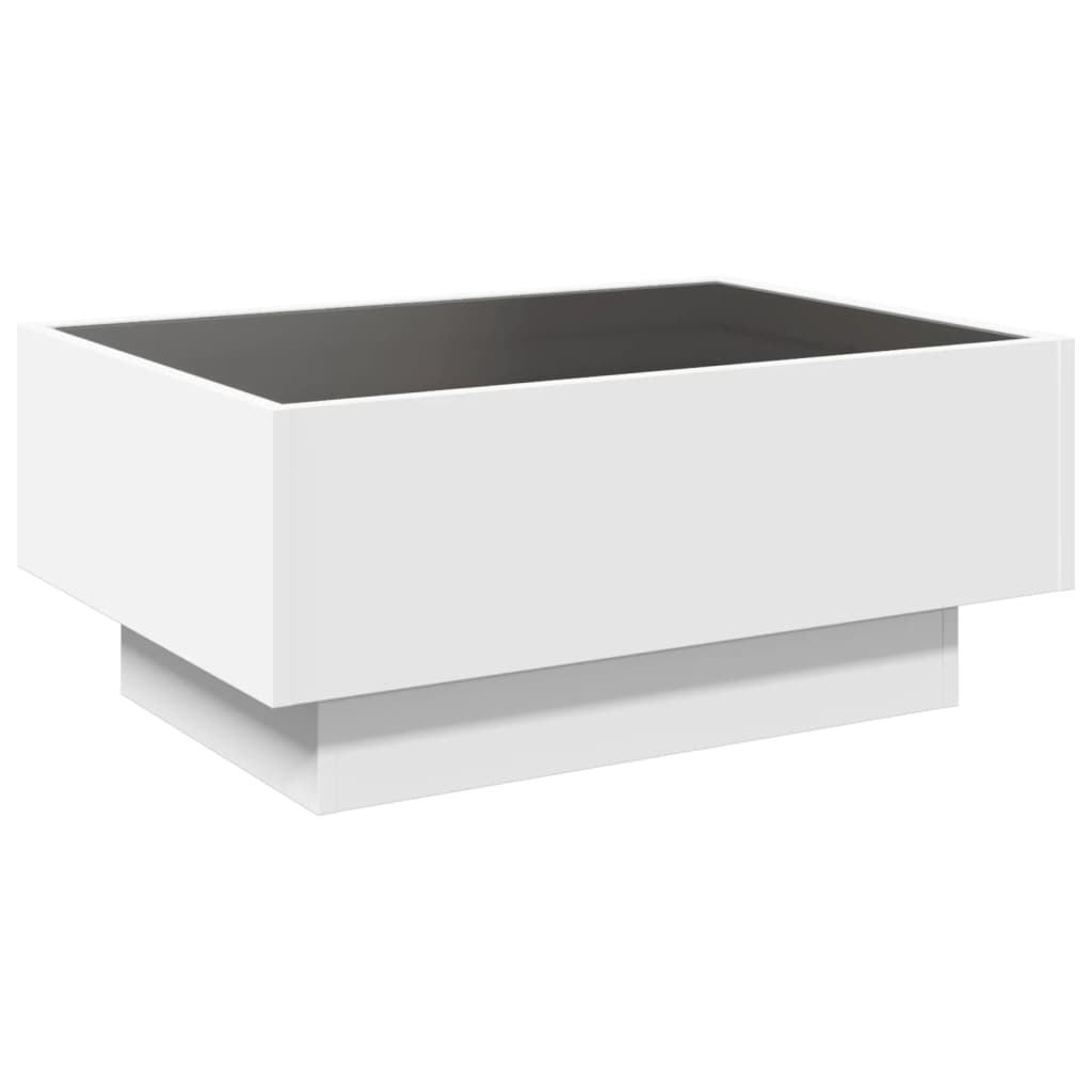 Coffee Table with LED Engineered Wood Depth 50 cm White 70 cm