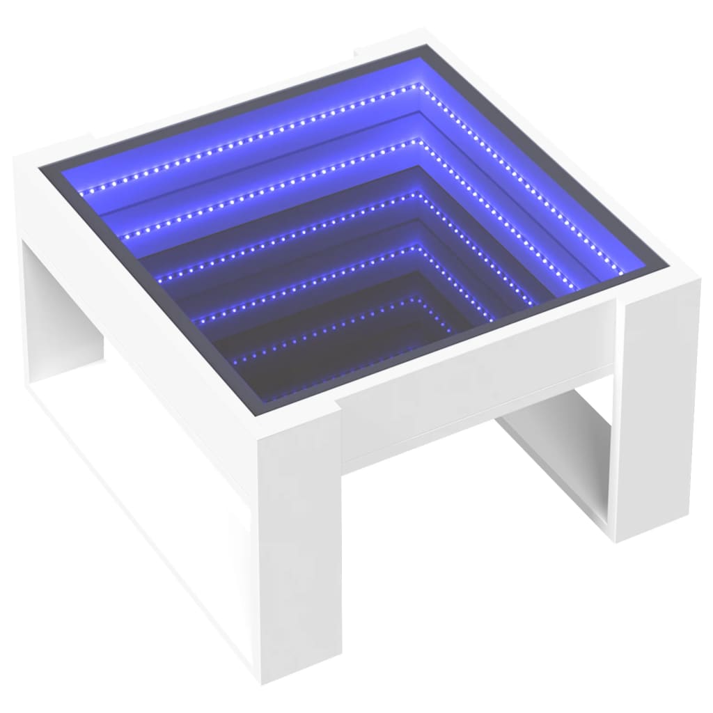 Coffee Table with Infinity LED 50x53x30 cm White 50 cm