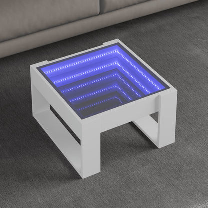 Coffee Table with Infinity LED 50x53x30 cm White 50 cm