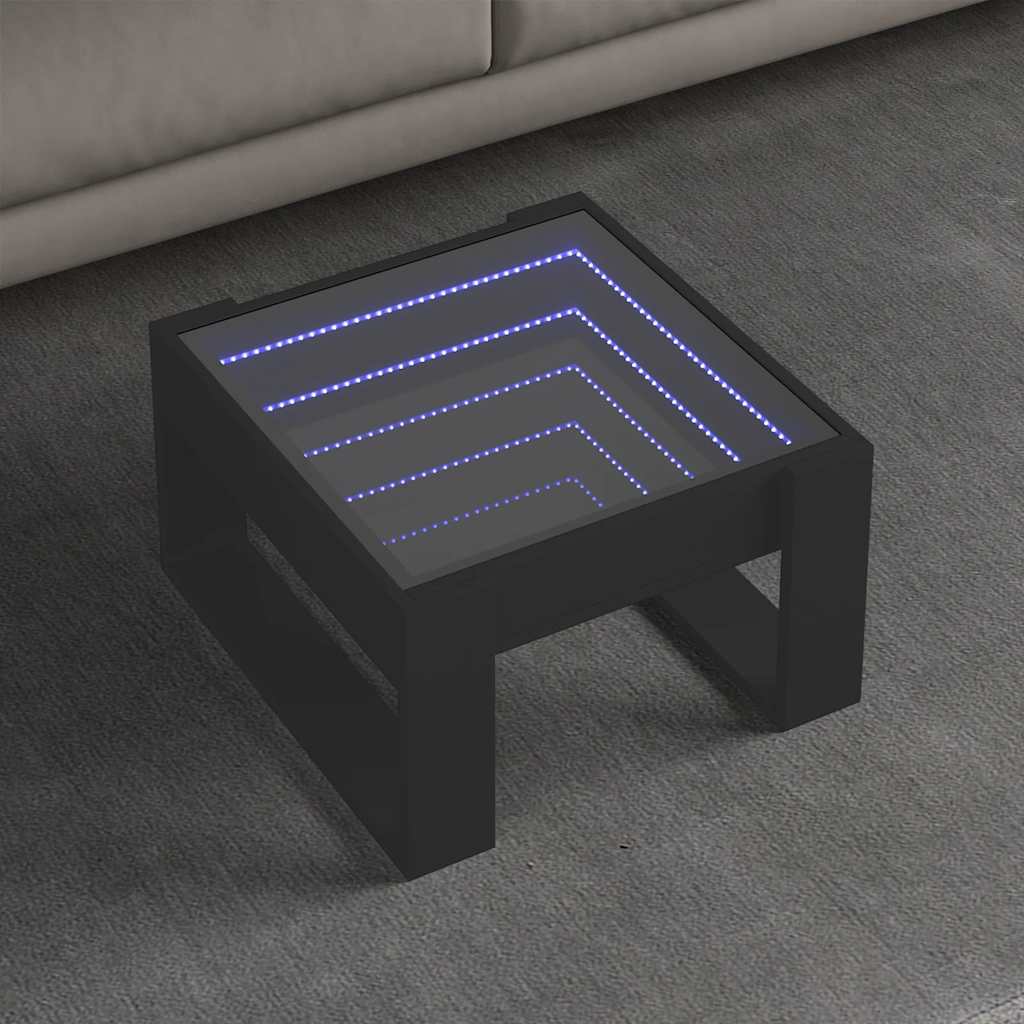Coffee Table with Infinity LED 50x53x30 cm Black 50 cm