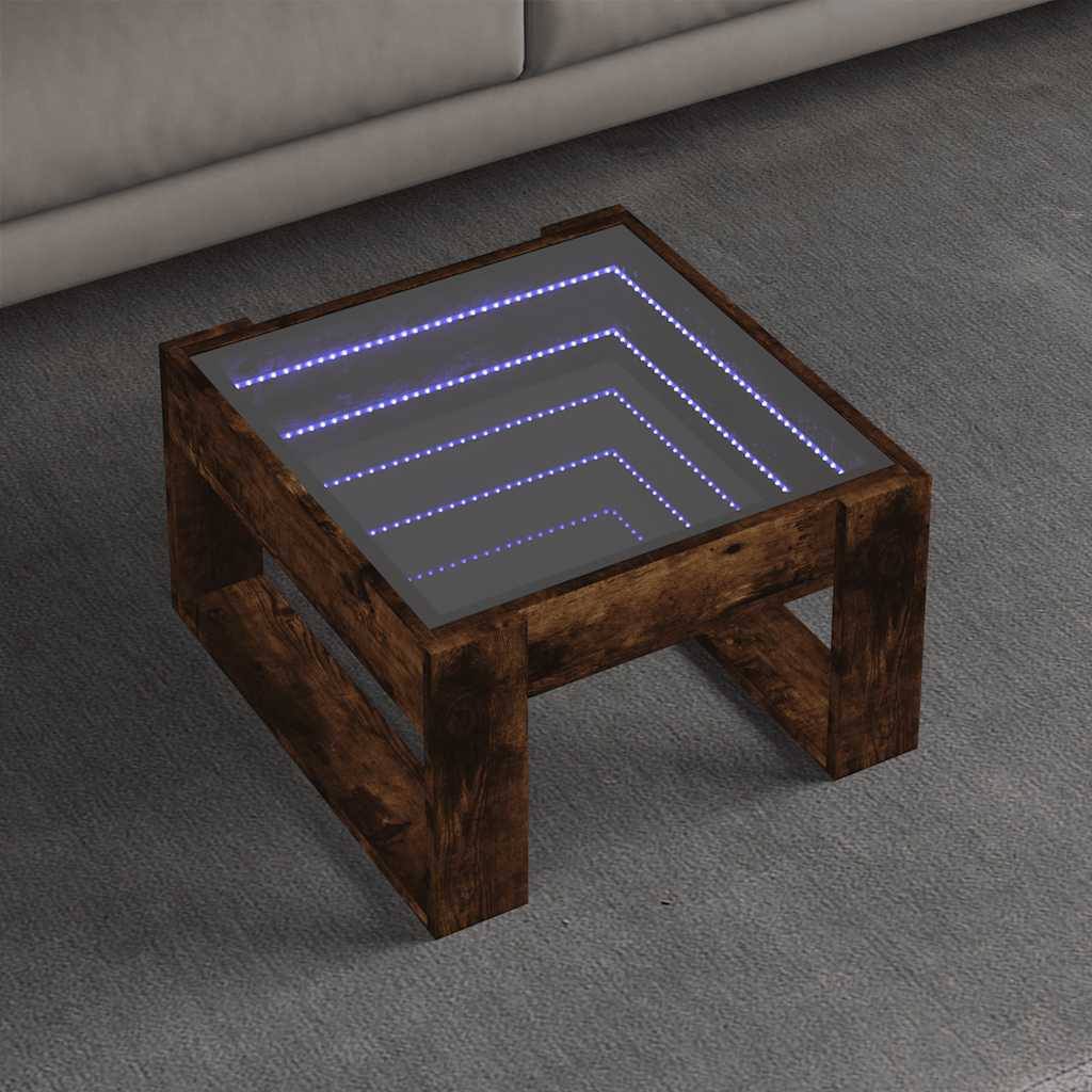 Coffee Table with Infinity LED 50x53x30 cm Smoked oak 50 cm