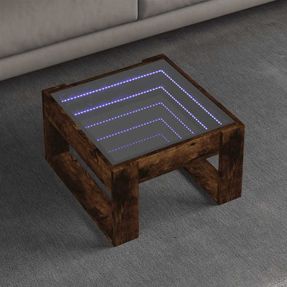 Coffee Table with Infinity LED 50x53x30 cm Smoked oak 50 cm