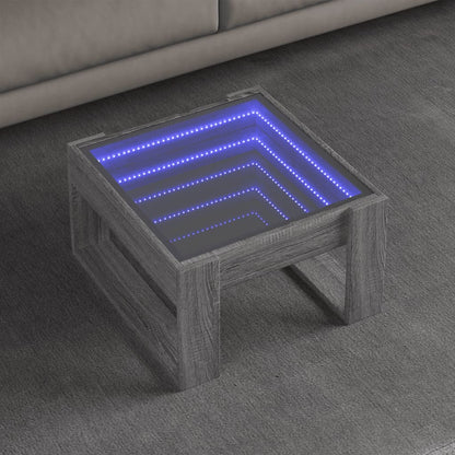 Coffee Table with Infinity LED 50x53x30 cm Grey sonoma 50 cm