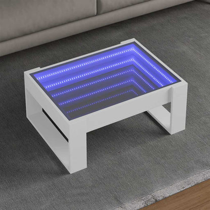 Coffee Table with Infinity LED 50x53x30 cm White 70 cm