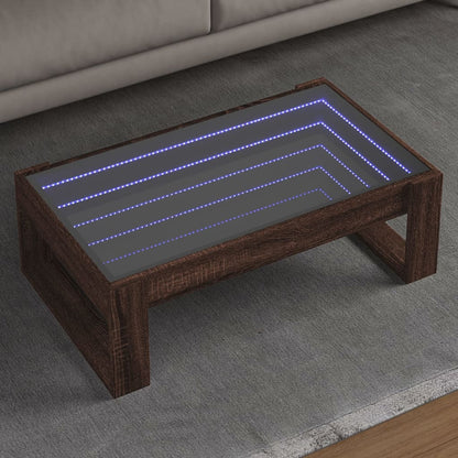 Coffee Table with Infinity LED 50x53x30 cm Brown oak 90 cm