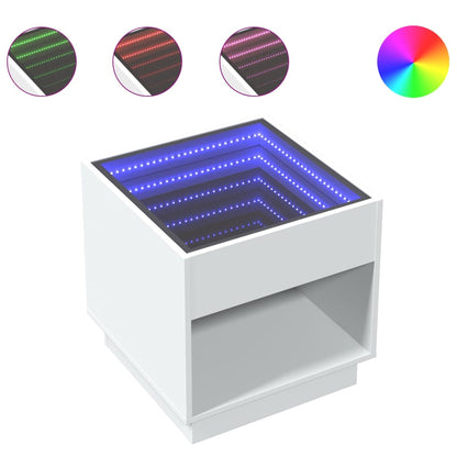 Coffee Table with Infinity LED 50x50x50 cm White