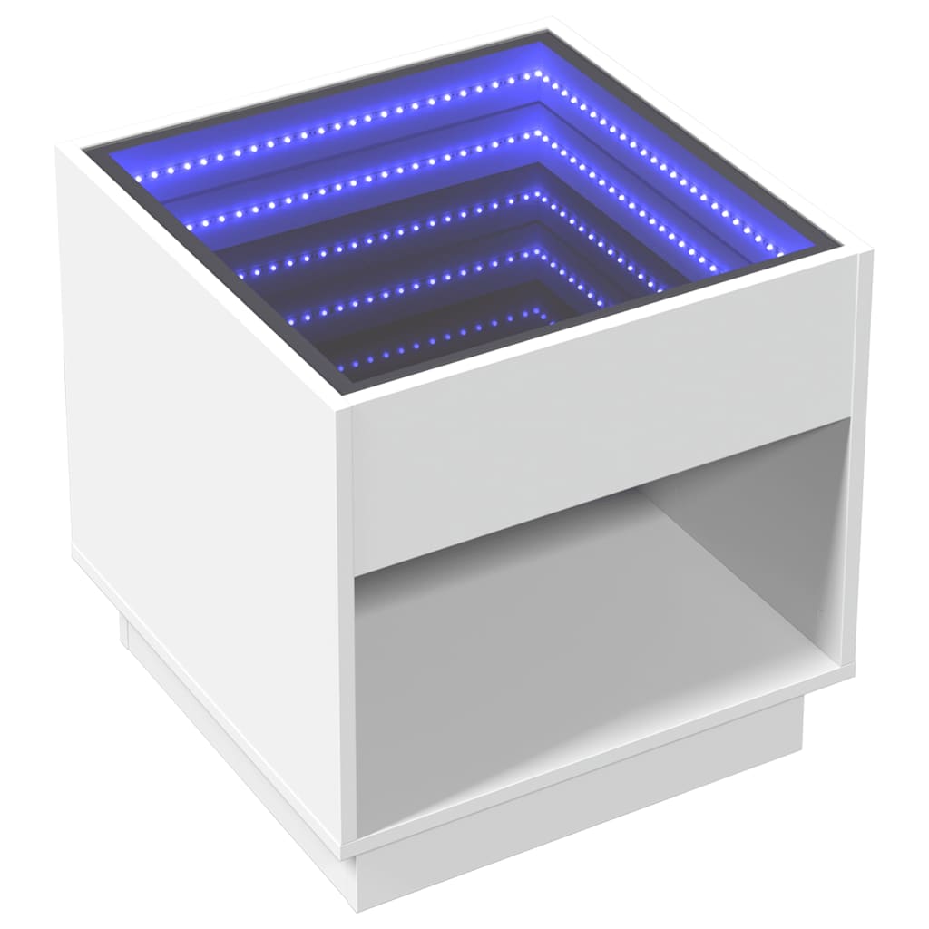 Coffee Table with Infinity LED 50x50x50 cm White