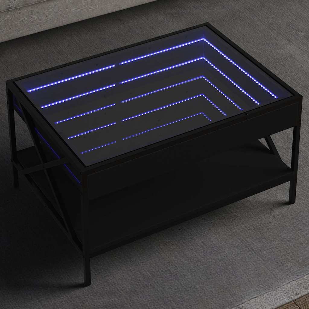 Coffee Table with Infinity LED Depth 50 cm Black 70 cm
