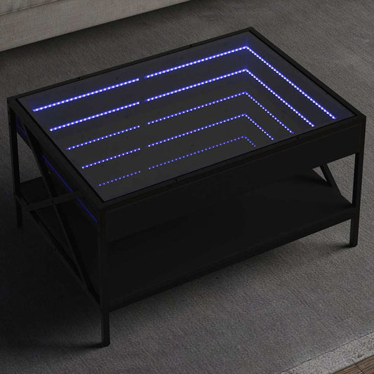 Coffee Table with Infinity LED Depth 50 cm Black 70 cm
