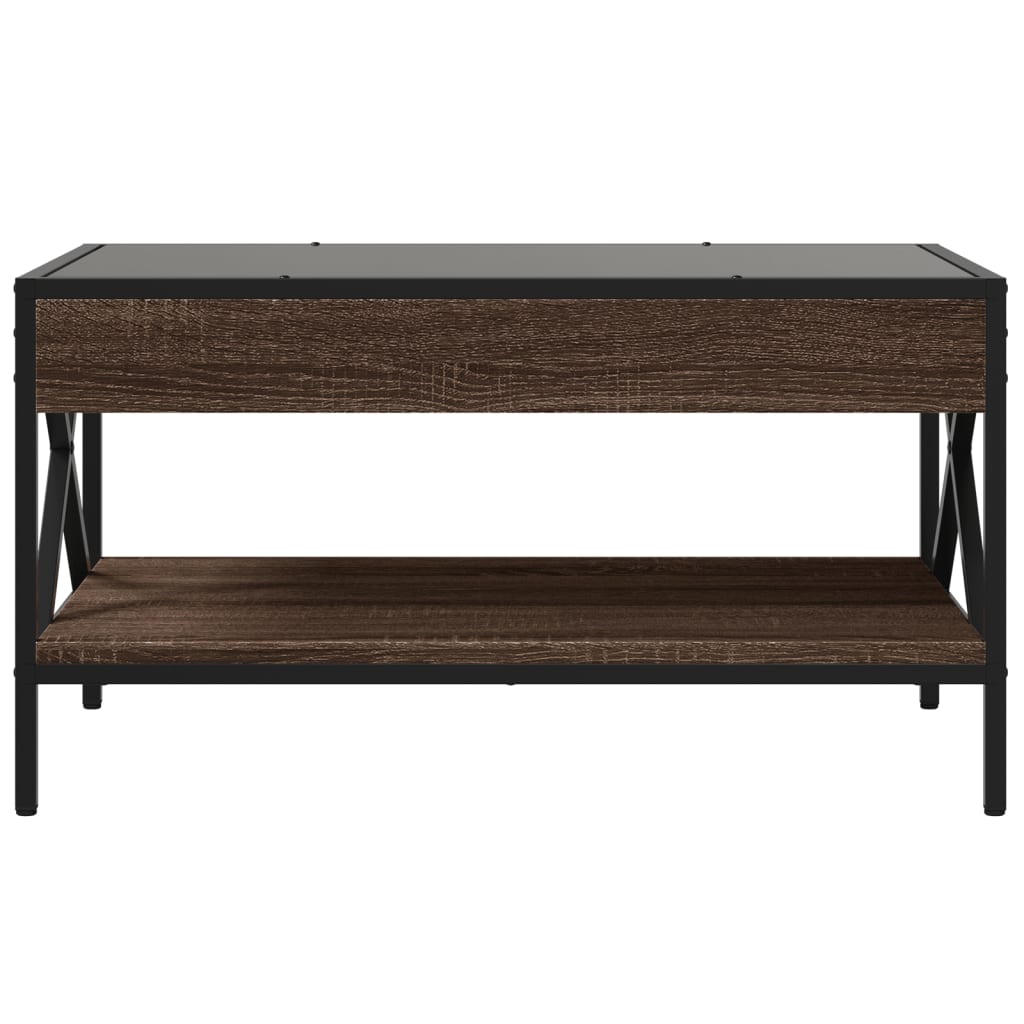 Coffee Table with Infinity LED Depth 50 cm Brown oak 70 cm