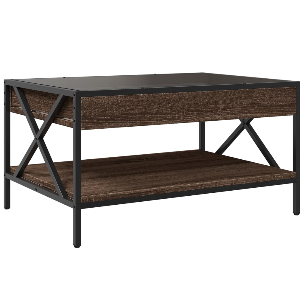 Coffee Table with Infinity LED Depth 50 cm Brown oak 70 cm