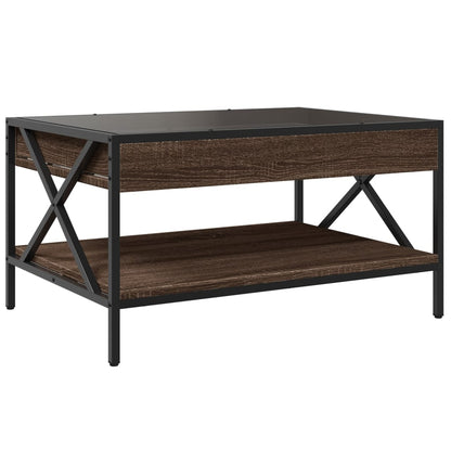 Coffee Table with Infinity LED Depth 50 cm Brown oak 70 cm