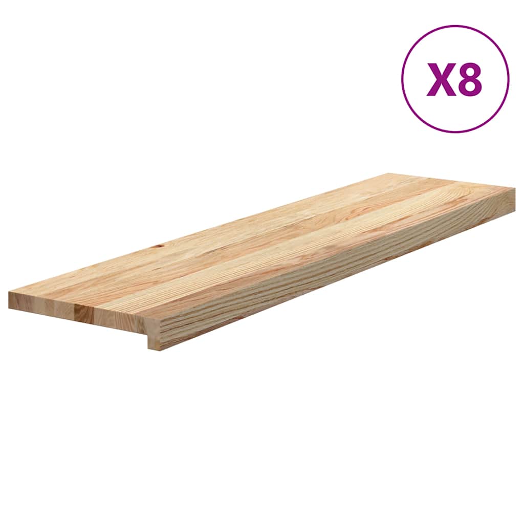 vidaXL Stair Treads 8 pcs Untreated 100x25x2 cm Solid Wood Oak 2