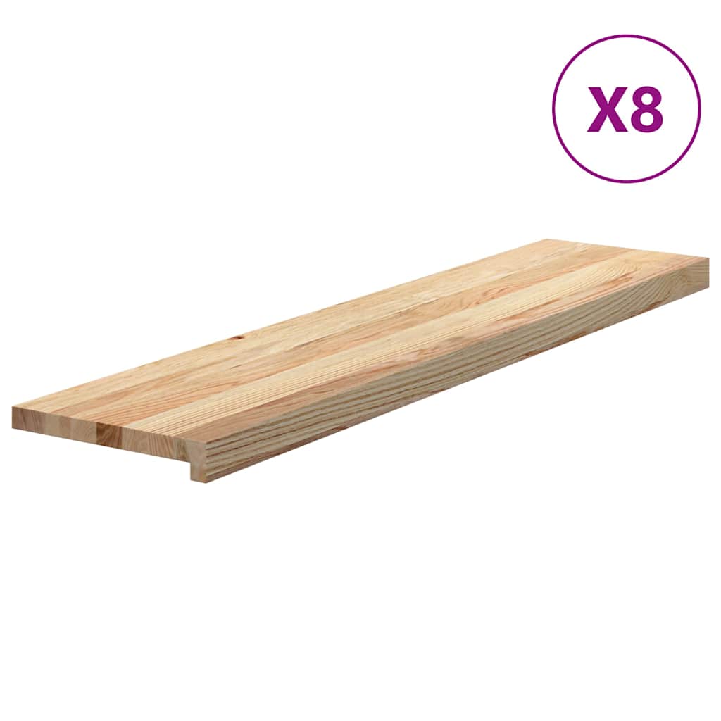 Stair Treads Untreated Solid Wood Oak Depth 25 cm 8 Natural 110 cm