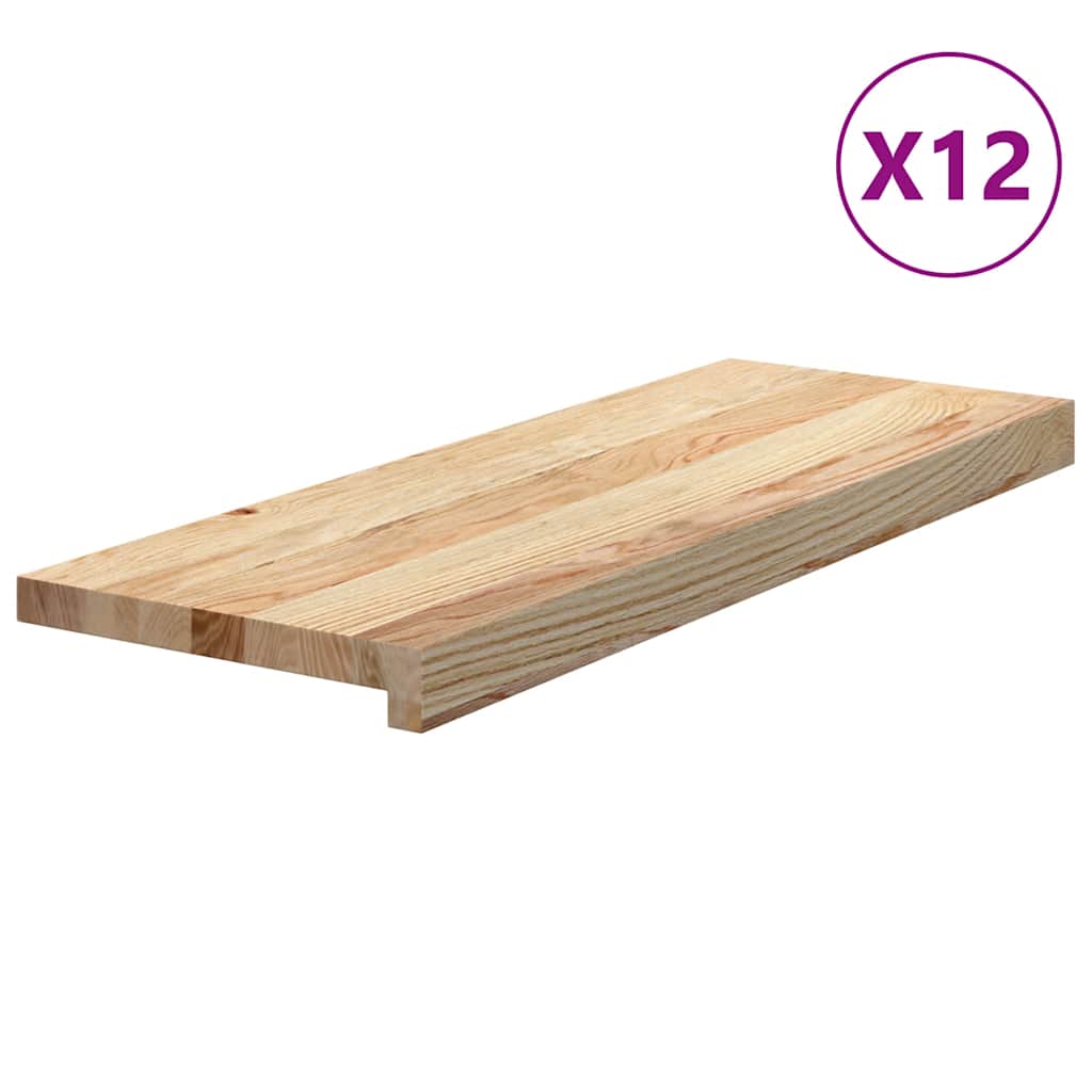 vidaXL Stair Treads 12 pcs Untreated 70x30x2 cm Solid Wood Oak 2