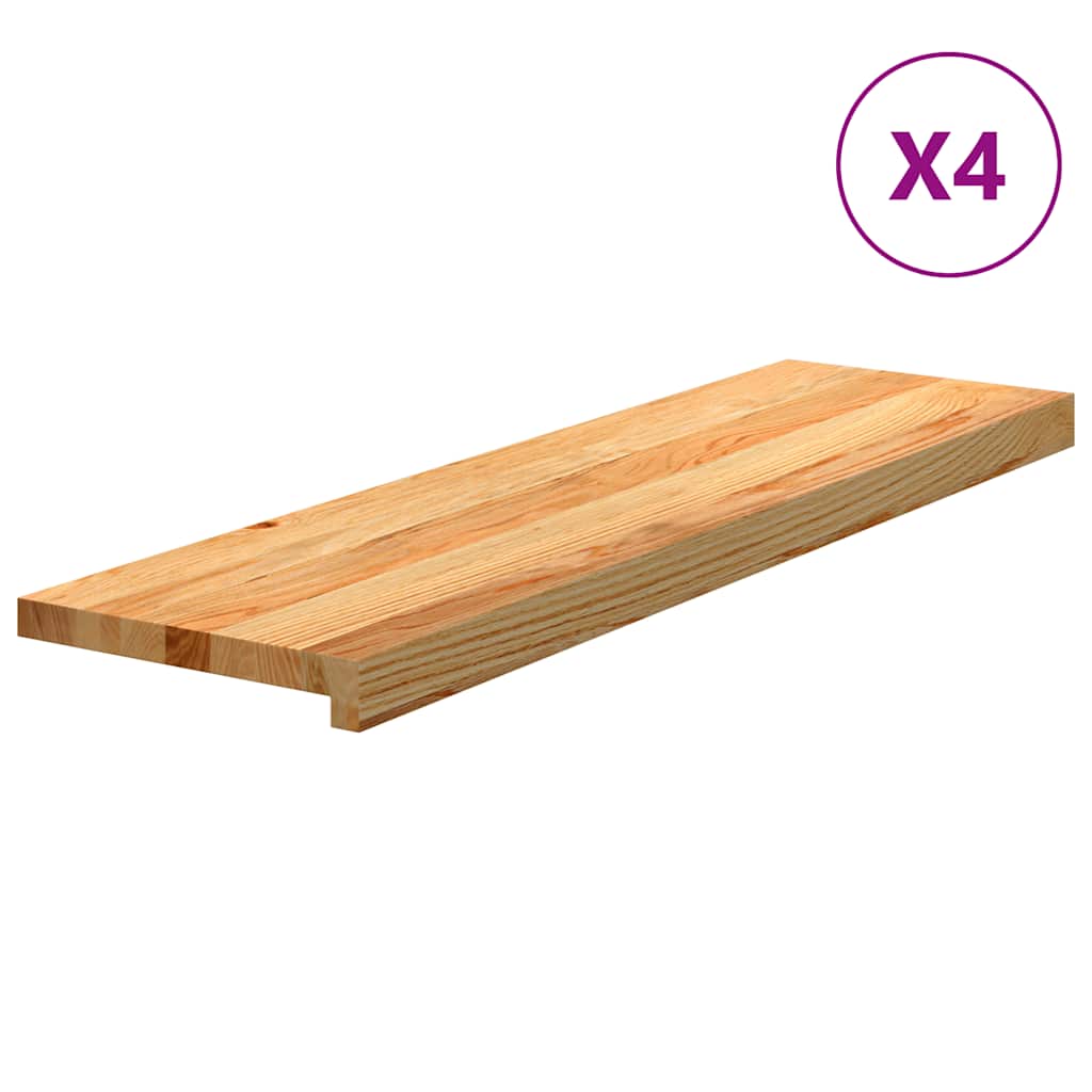vidaXL Stair Treads 4 pcs Light Brown 90x30x2 cm Solid Wood Oak 2