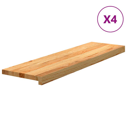 vidaXL Stair Treads 4 pcs Light Brown 90x30x2 cm Solid Wood Oak 2