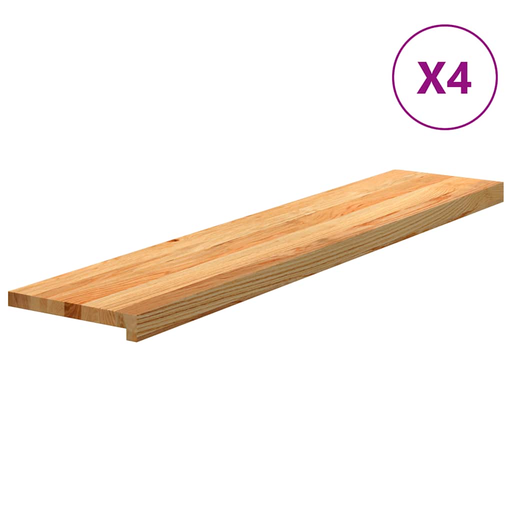 vidaXL Stair Treads 4 pcs Light Brown 120x30x2 cm Solid Wood Oak 2