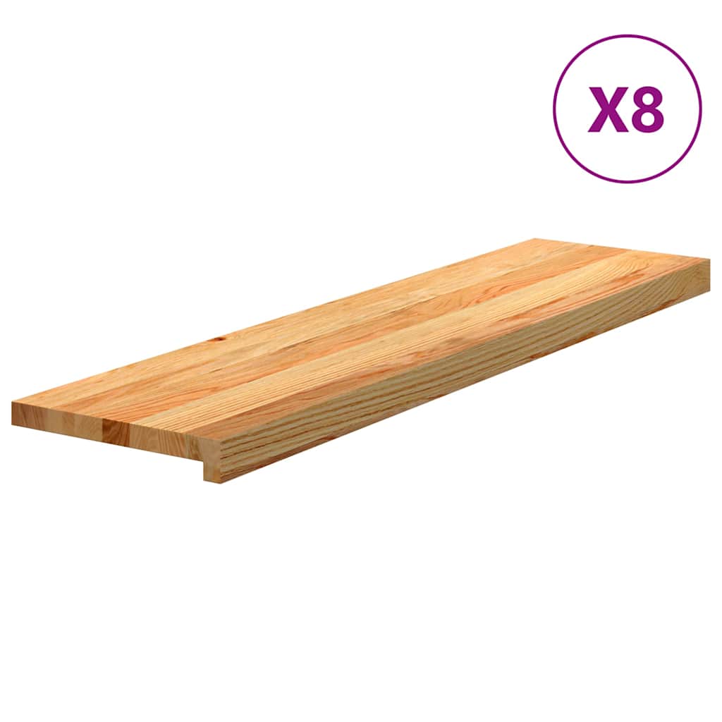 vidaXL Stair Treads 8 pcs Light Brown 100x25x2 cm Solid Wood Oak 2