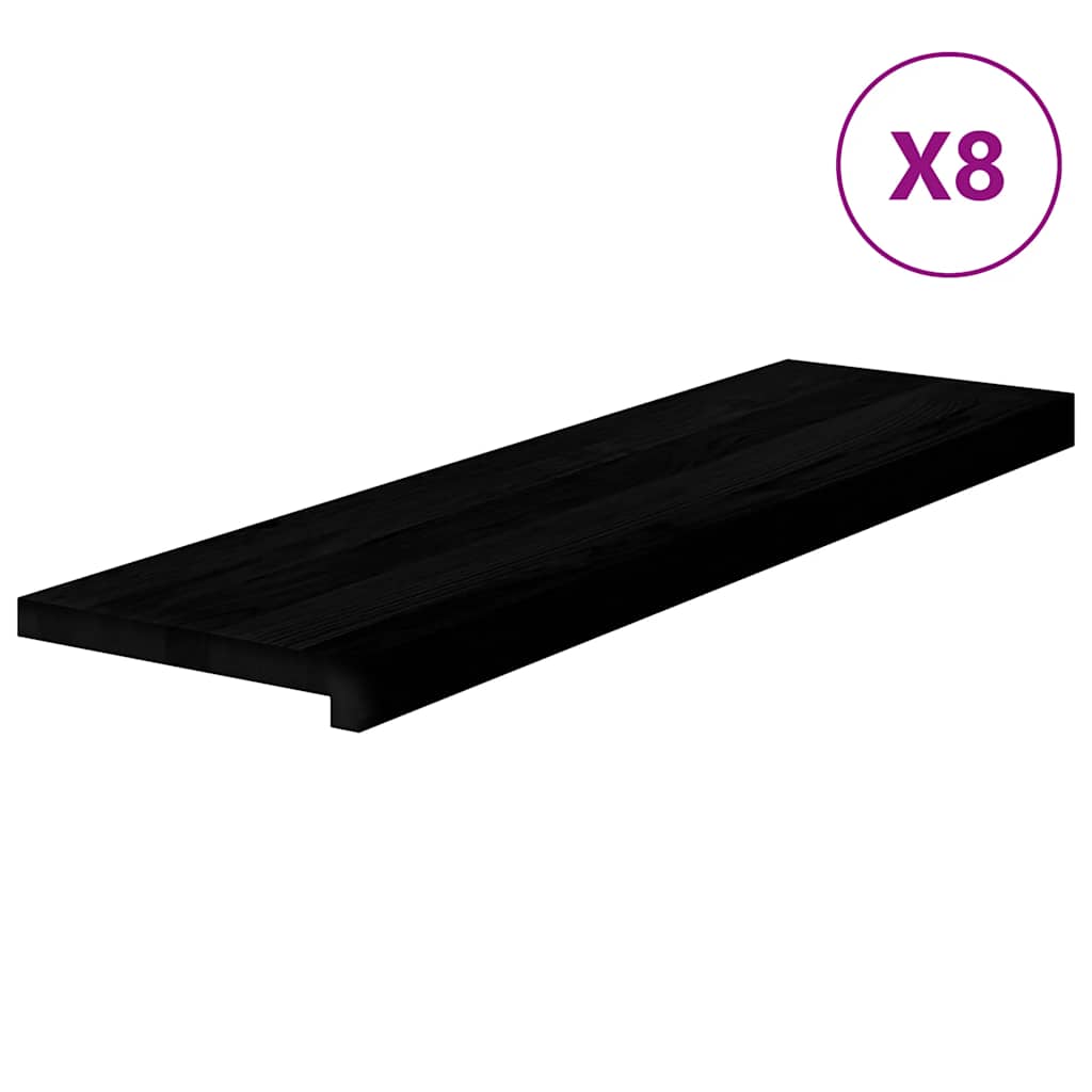 vidaXL Stair Treads 8 pcs Brown Black 90x25x2 cm Solid Wood Oak 2