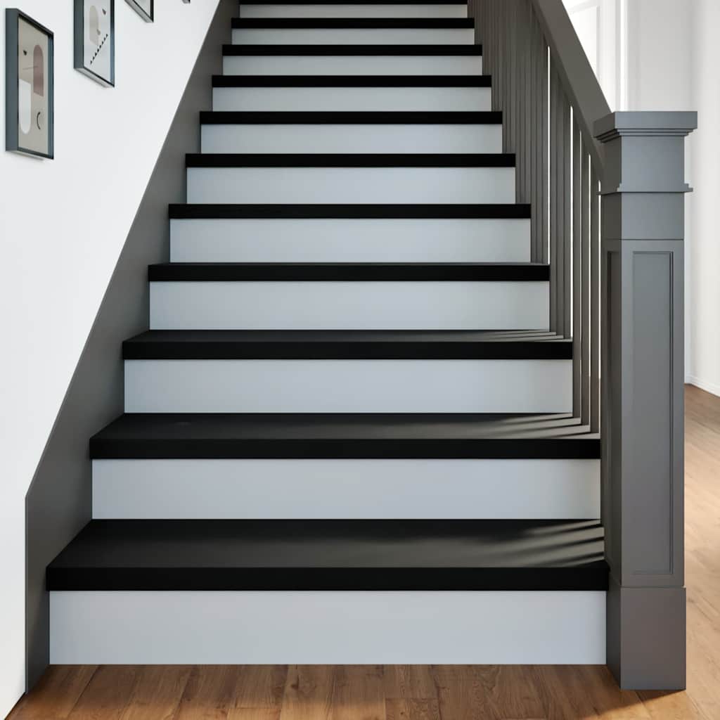 vidaXL Stair Treads 8 pcs Brown Black 90x25x2 cm Solid Wood Oak 1