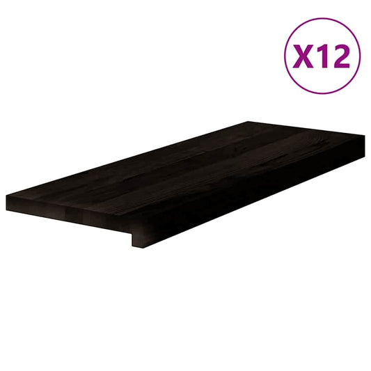 vidaXL Stair Treads 12 pcs Brown Black 70x25x2 cm Solid Wood Oak 2