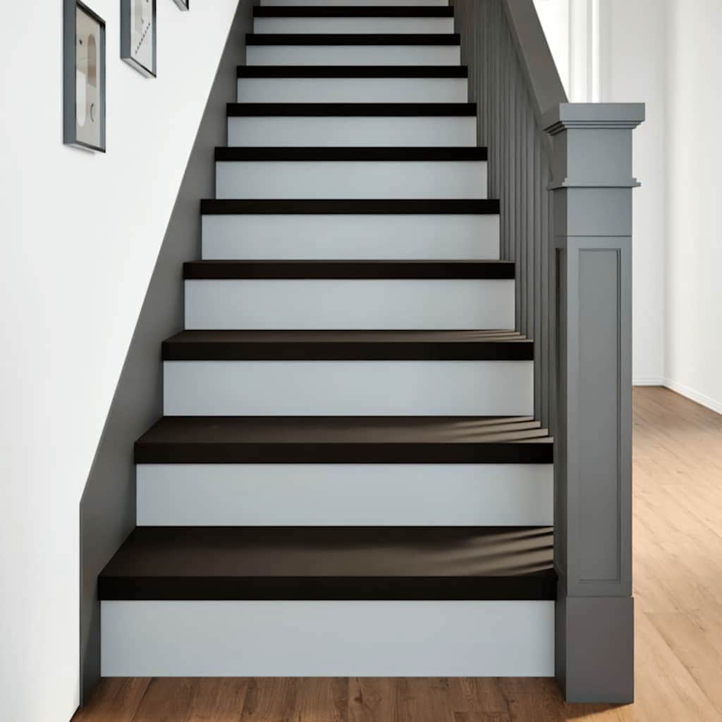 vidaXL Stair Treads 12 pcs Brown Black 80x25x2 cm Solid Wood Oak 1