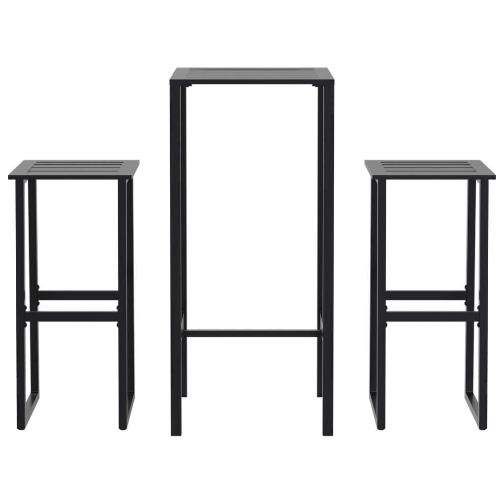 vidaXL 3 Piece Garden Bar Set Black Powder-coated Steel 2