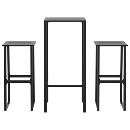 vidaXL 3 Piece Garden Bar Set Black Powder-coated Steel 2