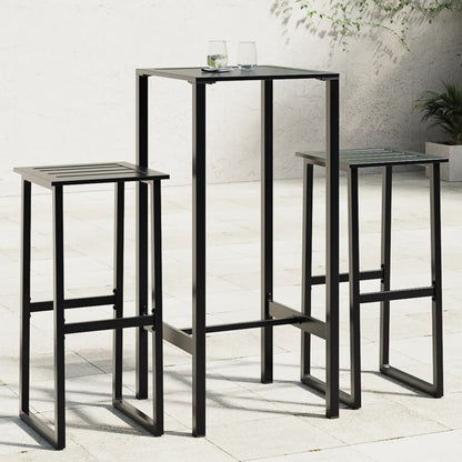 vidaXL 3 Piece Garden Bar Set Black Powder-coated Steel 1