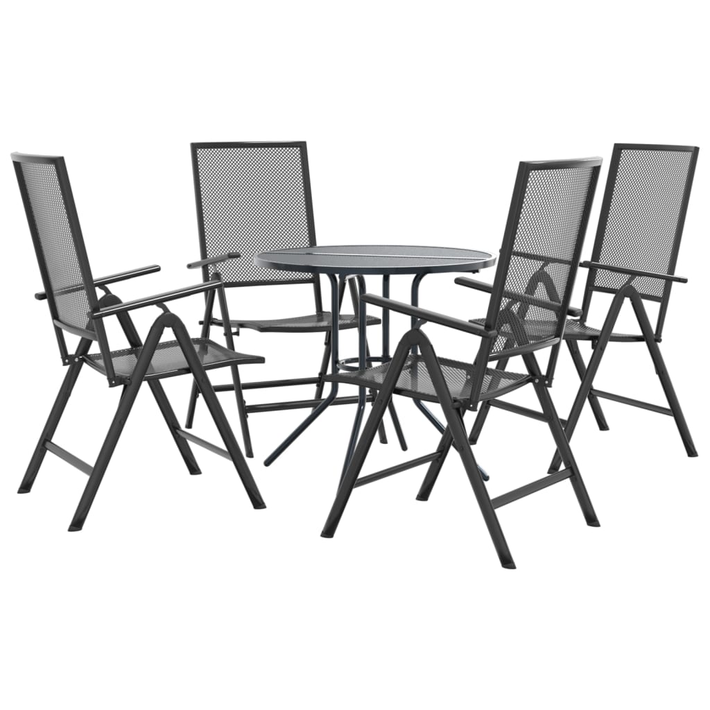 vidaXL Reclining Garden Chair Set 5 pcs Anthracite Powder-coated Steel 2