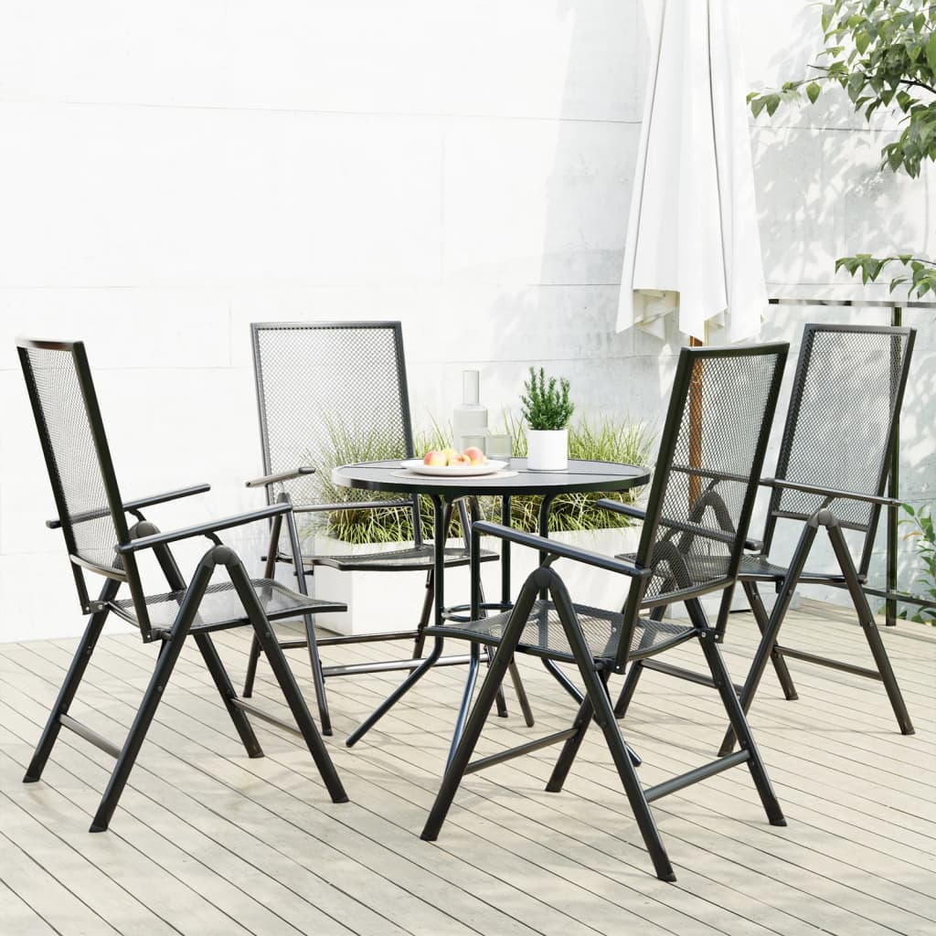 vidaXL Reclining Garden Chair Set 5 pcs Anthracite Powder-coated Steel 1