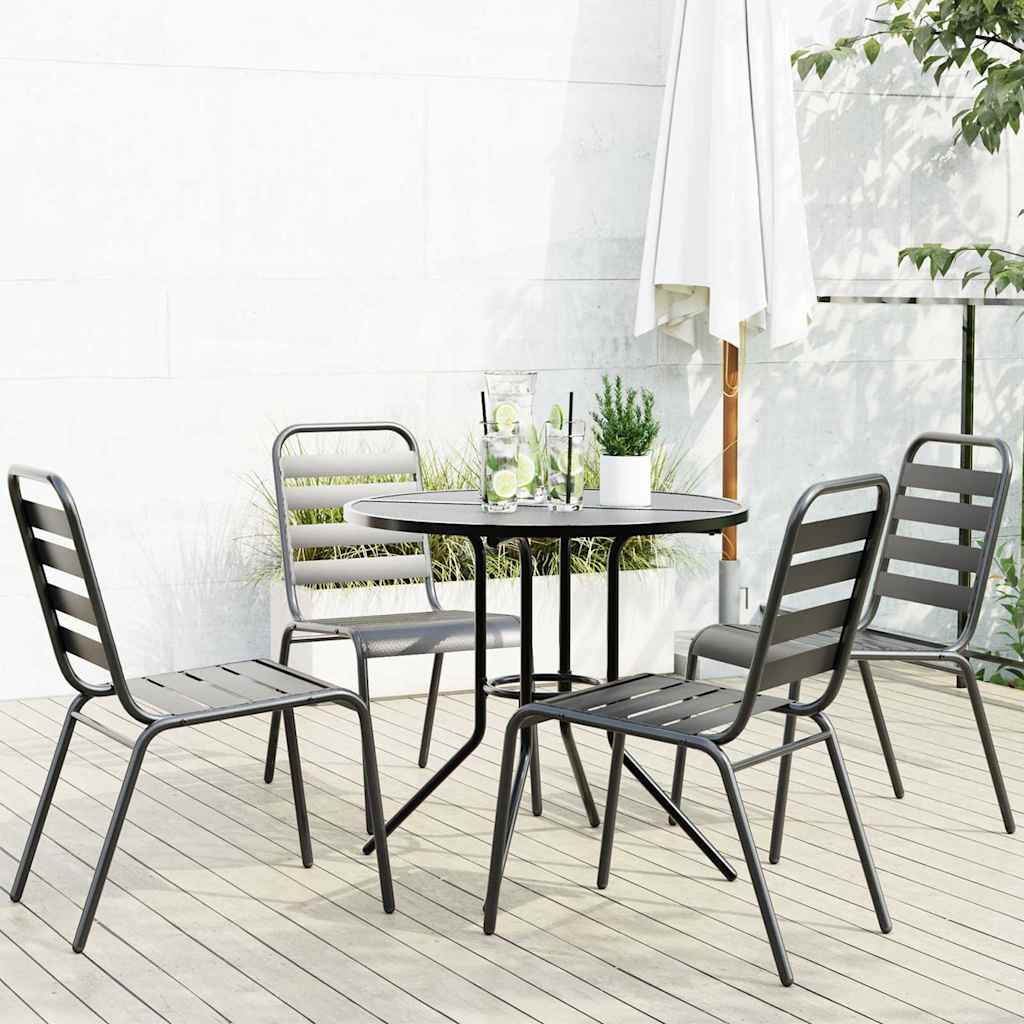 vidaXL Stackable Garden Chair Set 5 pcs Anthracite Powder-coated Steel 1