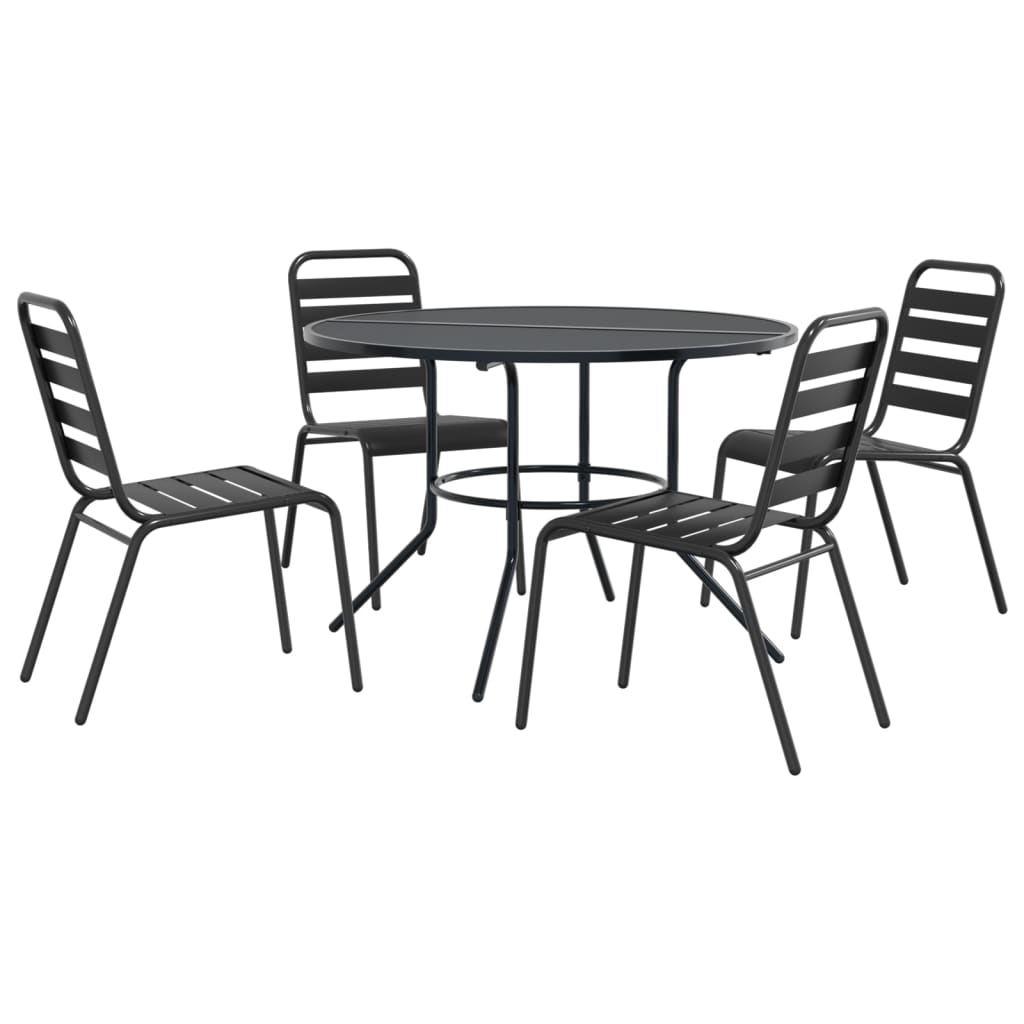 vidaXL Stackable Garden Chair Set 5 pcs Anthracite Powder-coated Steel 2