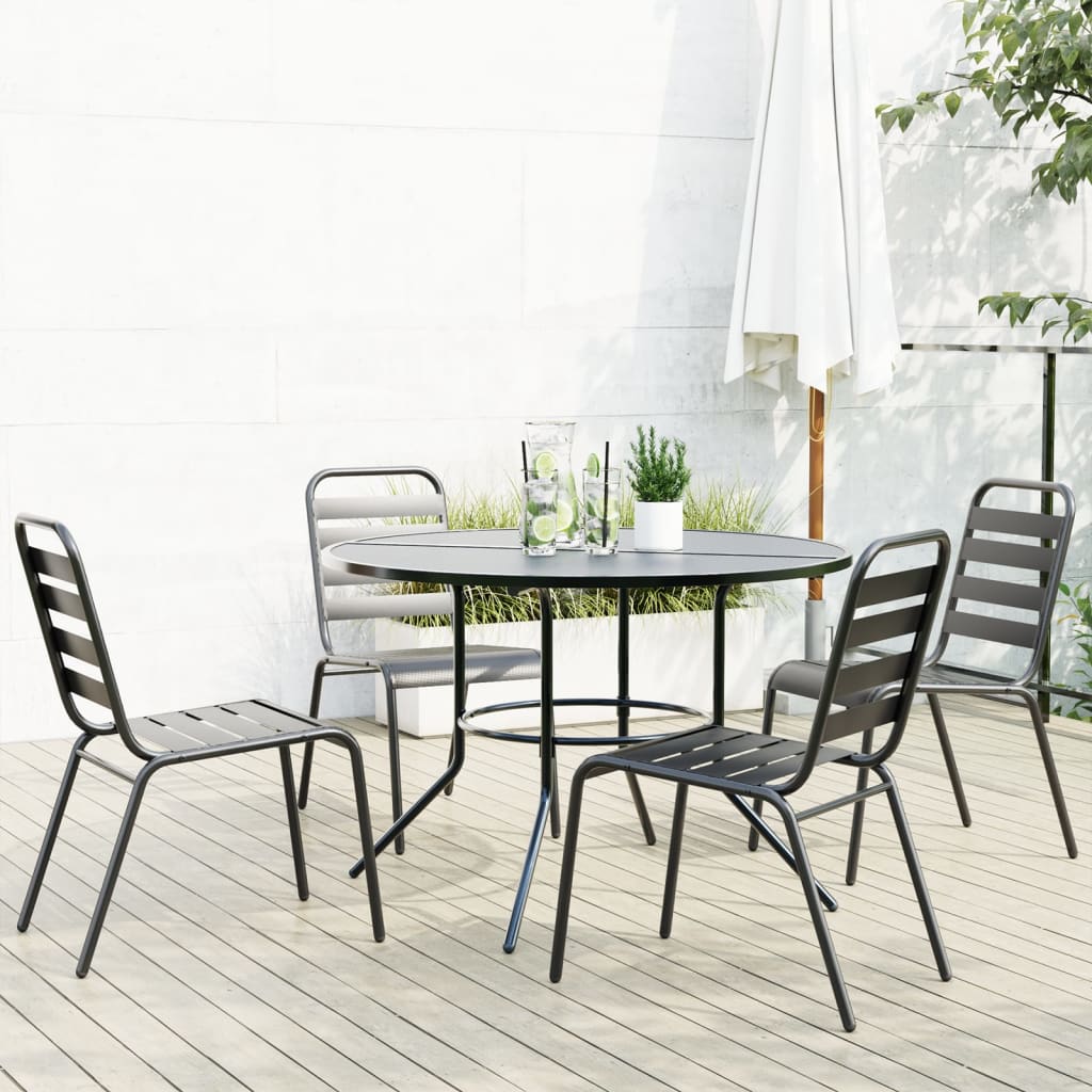 vidaXL Stackable Garden Chair Set 5 pcs Anthracite Powder-coated Steel 1