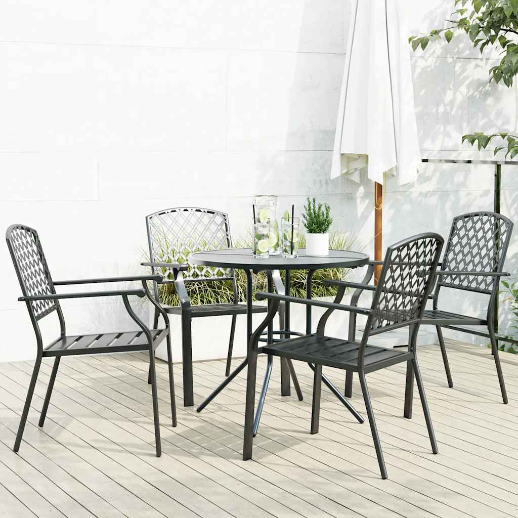 vidaXL Stackable Garden Chair Set 5 pcs Anthracite Powder-coated Steel 1