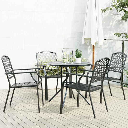 Stackable Garden Chair Set 5 pcs Anthracite Powder-coated Steel 80 x 72.5 cm