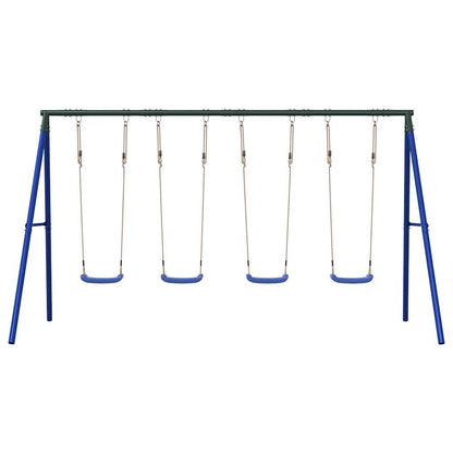 Outdoor Swing Set Multicolour Steel and PE Blue 2x swing seat–Swing seat + disc swing 4x swing seat