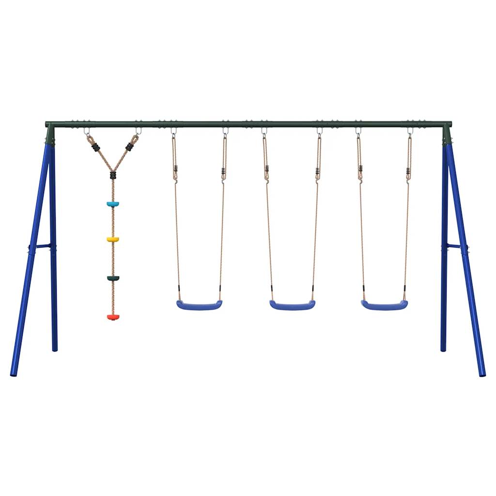 Outdoor Swing Set Multicolour Steel and PE Blue 2x swing seat–Swing seat + disc swing 3x swing seat + disc swing