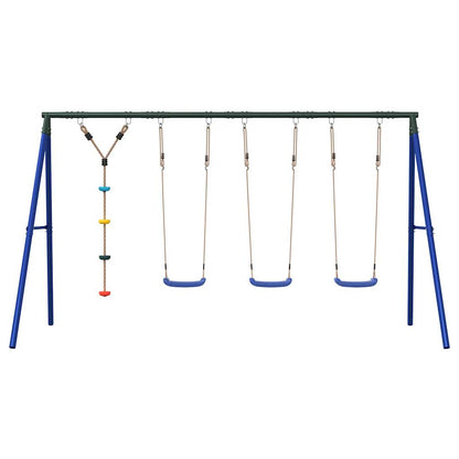 Outdoor Swing Set Multicolour Steel and PE Blue 2x swing seat–Swing seat + disc swing 3x swing seat + disc swing