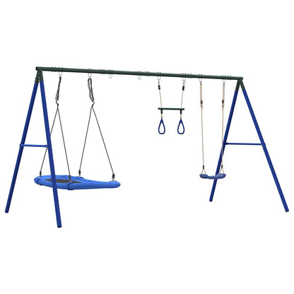 vidaXL Outdoor Swing Set with Swing, Trapeze, Nest Swing 5